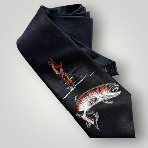 CABELAS Silk Tie Fisherman tie 100% Silk Necktie Blue/Navy/Red/Black